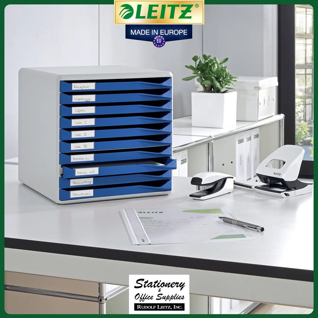 Leitz 5281 Organizing Aids 10 Drawers Storage Center Post Set (Category: Shelves, Cabinets & Racks) located in Paranaque City. Submitted by rudolflietzinc (Listing ID 1467397834, Image 3). Description: - Authentic Leitz 10-drawer storage center imported from Europe - Sturdy housing equipped with smooth-sliding drawers and a stop mechanism - Unique one-push closing system keeps drawers securely shut - Includes convenient label holders and labels f