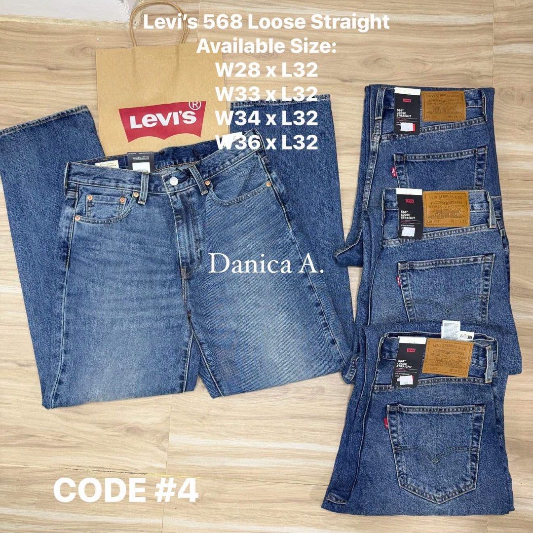 Levi's 568 Loose Straight Jeans (Category: Jeans) located in Silang. Submitted by estilocavph (Listing ID 1467600857, Image 1). Description: Authentic 568 Loose Straight 👖 Available Size: W28 x L32 W33 x L32 W34 x L32 W36 x L32 ❌SRP ₱3,499 ✅NOW: ₱1,450 Pwede unisex ❤️ Wala na po tayong paper bag 🛍️ 💯Authentic x10 money back if proven fake! Location: Silang, Cavite .
