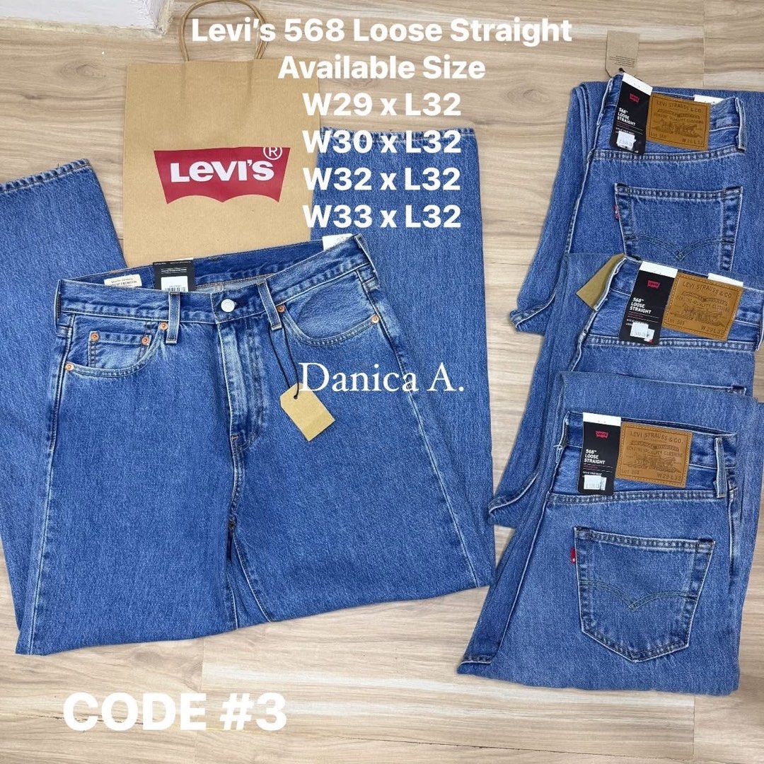 Levi's 568 Loose Straight Jeans (Category: Jeans) located in Silang. Submitted by estilocavph (Listing ID 1467600901, Image 1). Description: Authentic 568 Loose Straight 👖 Available Size: W29 x L32 W30 x L32 W32 x L32 W33 x L32 ❌SRP ₱3,499 ✅NOW: ₱1,450 Pwede unisex ❤️ Wala na po tayong paper bag 🛍️ 💯Authentic x10 money back if proven fake! Location: Silang, Cavite .
