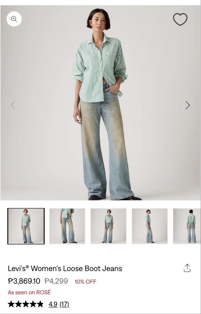 Levi’s Jeans (Category: Jeans) located in Batangas. Submitted by decluttery0908 (Listing ID 1467533325, Image 1). Description: TO SAVE TIME and REPETITION, inquiries covered by this listing will go UNANSWERED. PLEASE READ THE CAPTION BEFORE ASKING. Make reading a habit. Levi’s® Women’s Loose Boot Jeans 1800 + sf Size: 26 Color: Off roading Bnwt 💯 authentic Bought thru pasabuy. Selling at cost. SRP: P4299 Photos not mine, credit to owner. PLEASE 