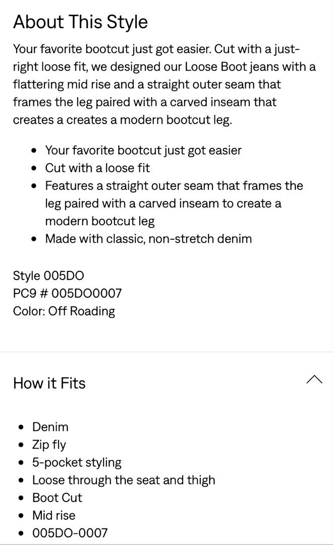 Levi’s Jeans (Category: Jeans) located in Batangas. Submitted by decluttery0908 (Listing ID 1467533325, Image 2). Description: TO SAVE TIME and REPETITION, inquiries covered by this listing will go UNANSWERED. PLEASE READ THE CAPTION BEFORE ASKING. Make reading a habit. Levi’s® Women’s Loose Boot Jeans 1800 + sf Size: 26 Color: Off roading Bnwt 💯 authentic Bought thru pasabuy. Selling at cost. SRP: P4299 Photos not mine, credit to owner. PLEASE 
