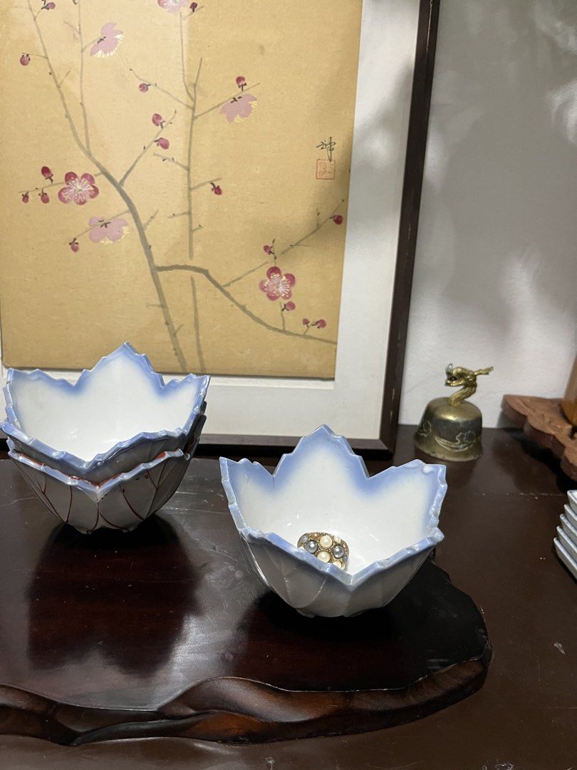 Lotus leaf ceramic bowls / candle holders,sold per piece ,3piece avsilable (Category: Dinnerware & Cutlery) located in Taguig. Submitted by minmin_parker (Listing ID 1467476476, Image 2). Description: - unique lotus leaf-shaped ceramic bowls - Beautiful white glaze with blue gradient tips and red line detailing - Multi-functional: use as serving bowls, trinket dishes, or candle holders - Space-saving and stackable for easy storage - Perfect for h