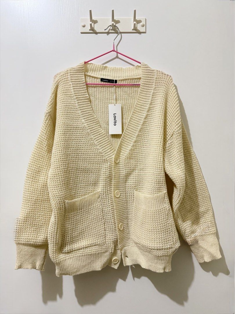 Lovito Knitted Cardigan (Category: Coats, Jackets and Outerwear) located in Manila. Submitted by gbrlldeclutters (Listing ID 1467561814, Image 1). Description: please manage your expectations, as this is a preloved item. • lovito • brand new, never worn • price is firm.