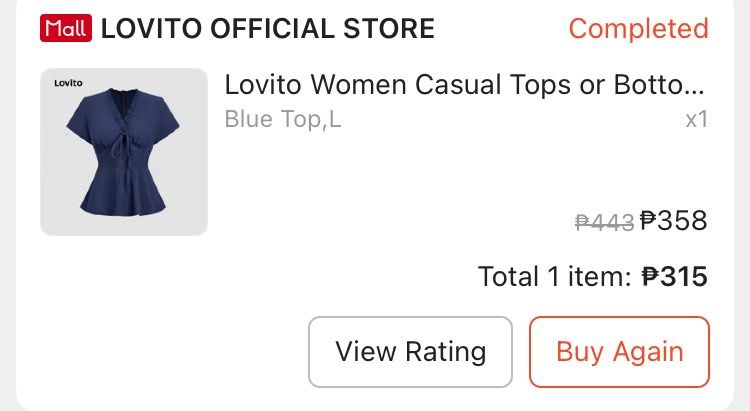 Lovito Top (Category: Others Tops) located in Manila. Submitted by jieoxy (Listing ID 1467508472, Image 3). Description: 3x lang nagamit Size: L Gcash/mari payment method Sf shoulder by buyer Open for meetup: Batasan Hills, QC area only.