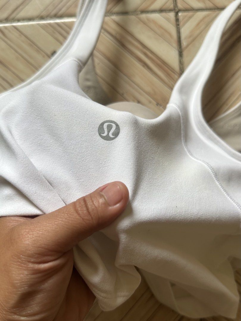 Lululemon Align Crop Tank Top White Size 6 (Category: Activewear) located in Angeles City. Submitted by alejeong27 (Listing ID 1467373532, Image 3). Description: need lang labhan may yellow stain pero makukuha nman sa laba no damage logo at dot.
