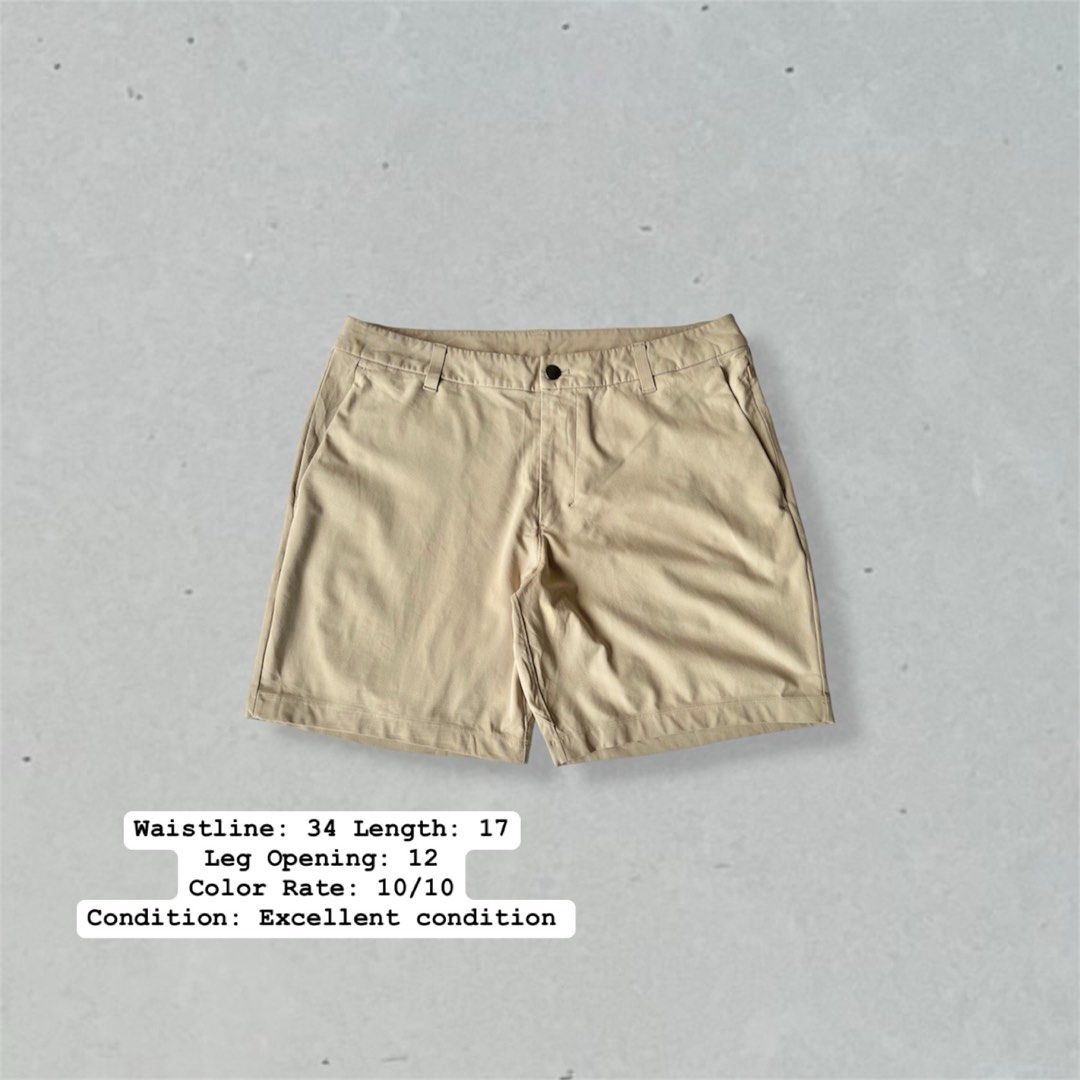 Lululemon Beige Shorts Size 34 (Category: Shorts) located in Mandaue City. Submitted by chinsyap_03 (Listing ID 1467490793, Image 1). Description: - Brand: Lululemon - Color: Beige - Condition: Clean fabric, zero issues - Features: Side and back pockets, button closure, zipped fly - Measurements: Waist 34", Length 17", Leg Opening 12" - Ideal for: Casual wear or golf days - Fast shipping available!.