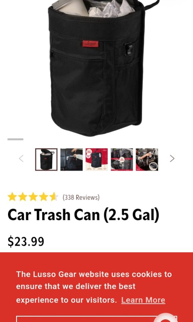 Lusso Gear Grey car trash (Category: Other Automotive Parts and Accessories) located in Marikina City. Submitted by joyful.finds (Listing ID 1467387663, Image 3). Description: shipping fee on buyer via delivery.