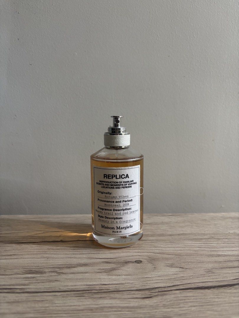 Maison Margiela Replica Autumn Vibes (Category: Fragrance & Deodorants) located in Manila. Submitted by raphael0117 (Listing ID 1467498020, Image 1). Description: Maison Margiela Replica Autumn Vibes 99/100ml remaining (used once) NO BOX (replacement box provided) Bought 2025 from Sniffheads Batch code in pics only entertaining serious buyers. wag mag message kung joy reserver o di magfofollow up.