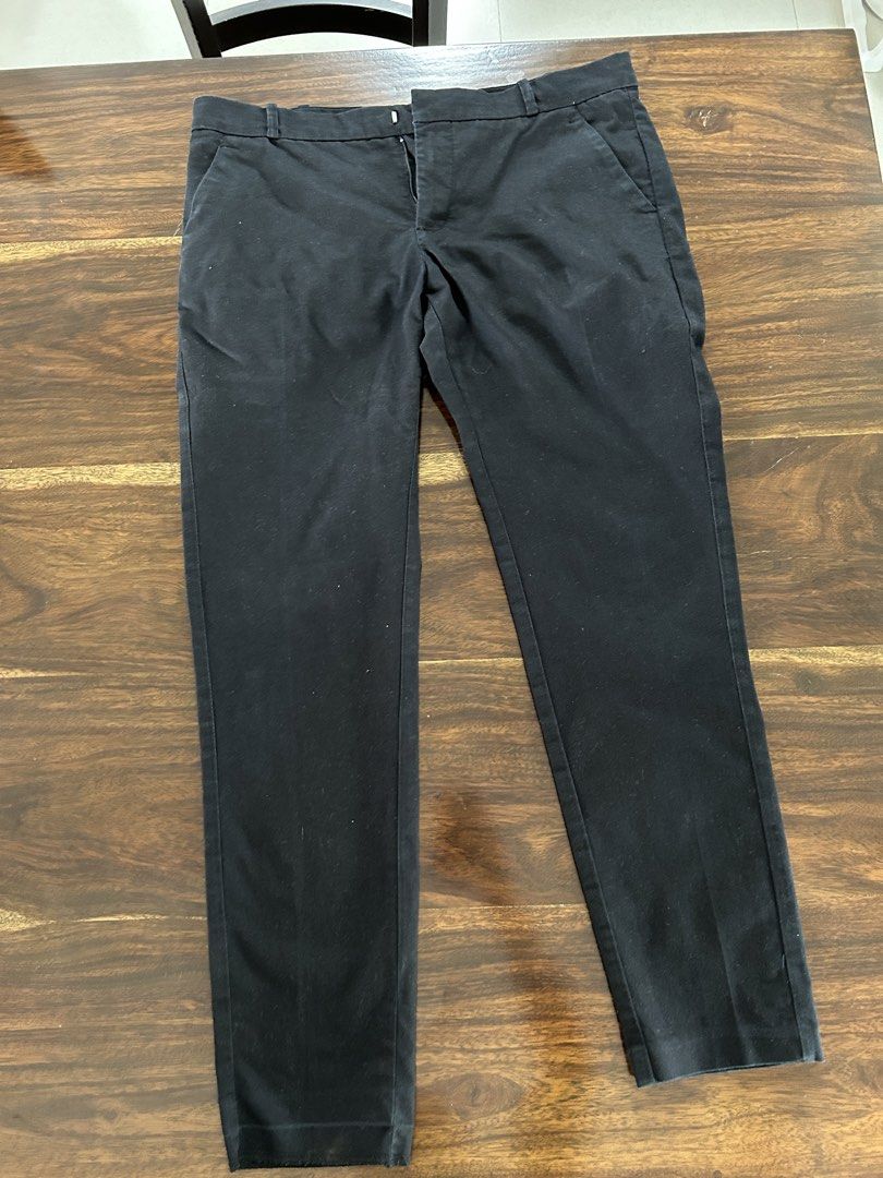 Mango Basics Black Trousers 30" waistline (Category: Jeans) located in Muntinlupa City. Submitted by manikascloset (Listing ID 1467402278, Image 1). Description: - Brand/Model: Mango Basics - Size: EUR 40 / USA E / MEX 7 - Fit: Regular fit, mid-rise waist - Closure: Front zipper and button with belt loops - Condition: Clean black fabric with minimal wear - Style: Versatile staple, easy to pair with blouses, t-shirts, or blazers for work and casua