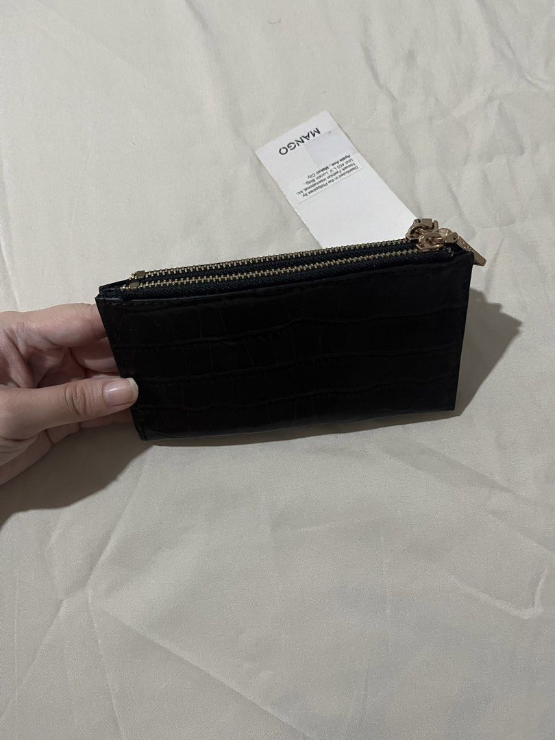 Mango Malaga Top Zip Textured Purse - Dark Brown (Category: Wallets & Card holders) located in Quezon City. Submitted by mynameismio (Listing ID 1467473545, Image 2). Description: - Brand: Mango - Color: Dark Brown - Material/Texture: Crocodile embossed - Compartments: Double zip compartments on top - Hardware: Gold tone - Condition: Brand new, never used, with original store tags and price label attached.