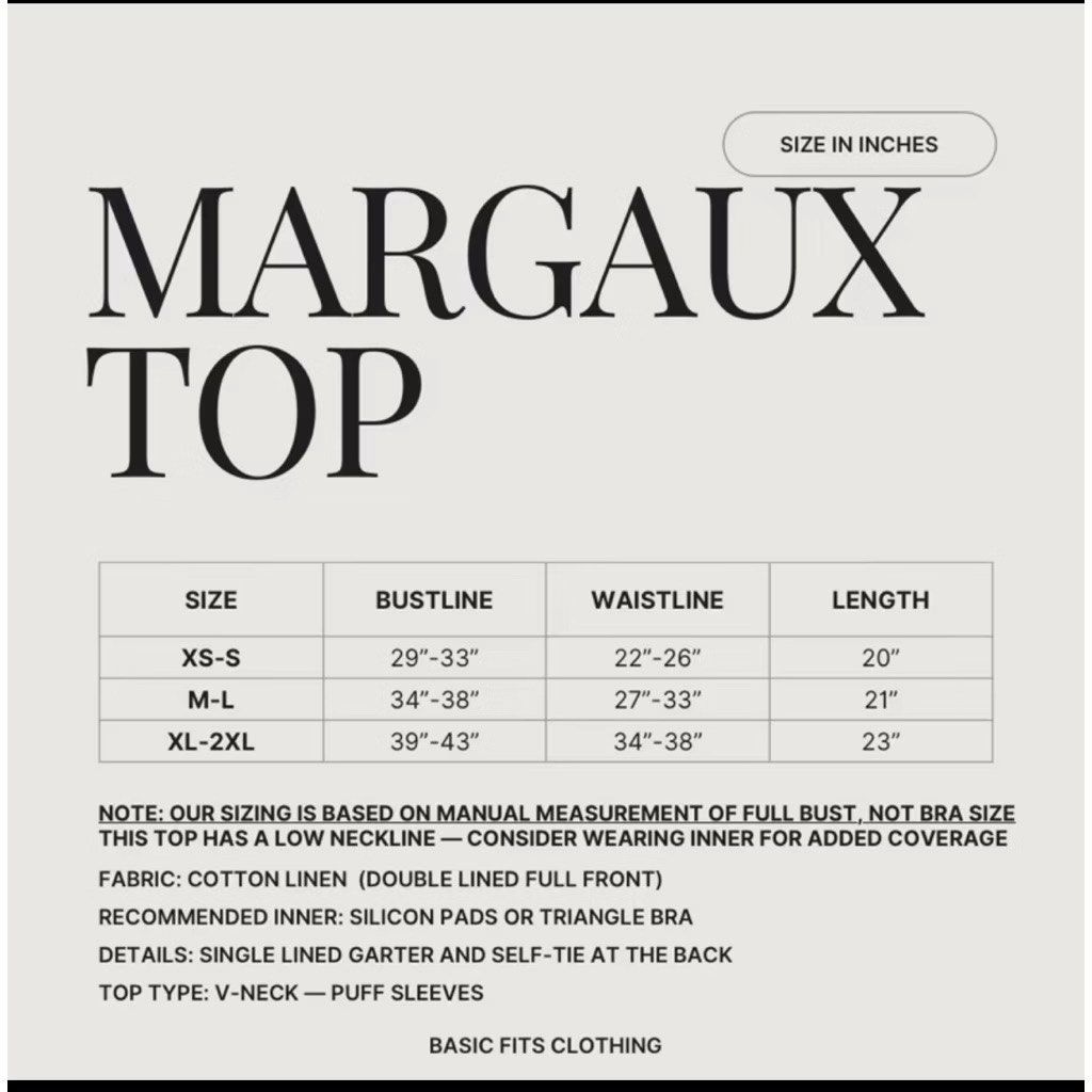Margaux Top - Basic Fits Clothing White (Category: Blouses) located in Pasig City. Submitted by mendd (Listing ID 1467456134, Image 3). Description: rfs : wrong size size : medium-large.
