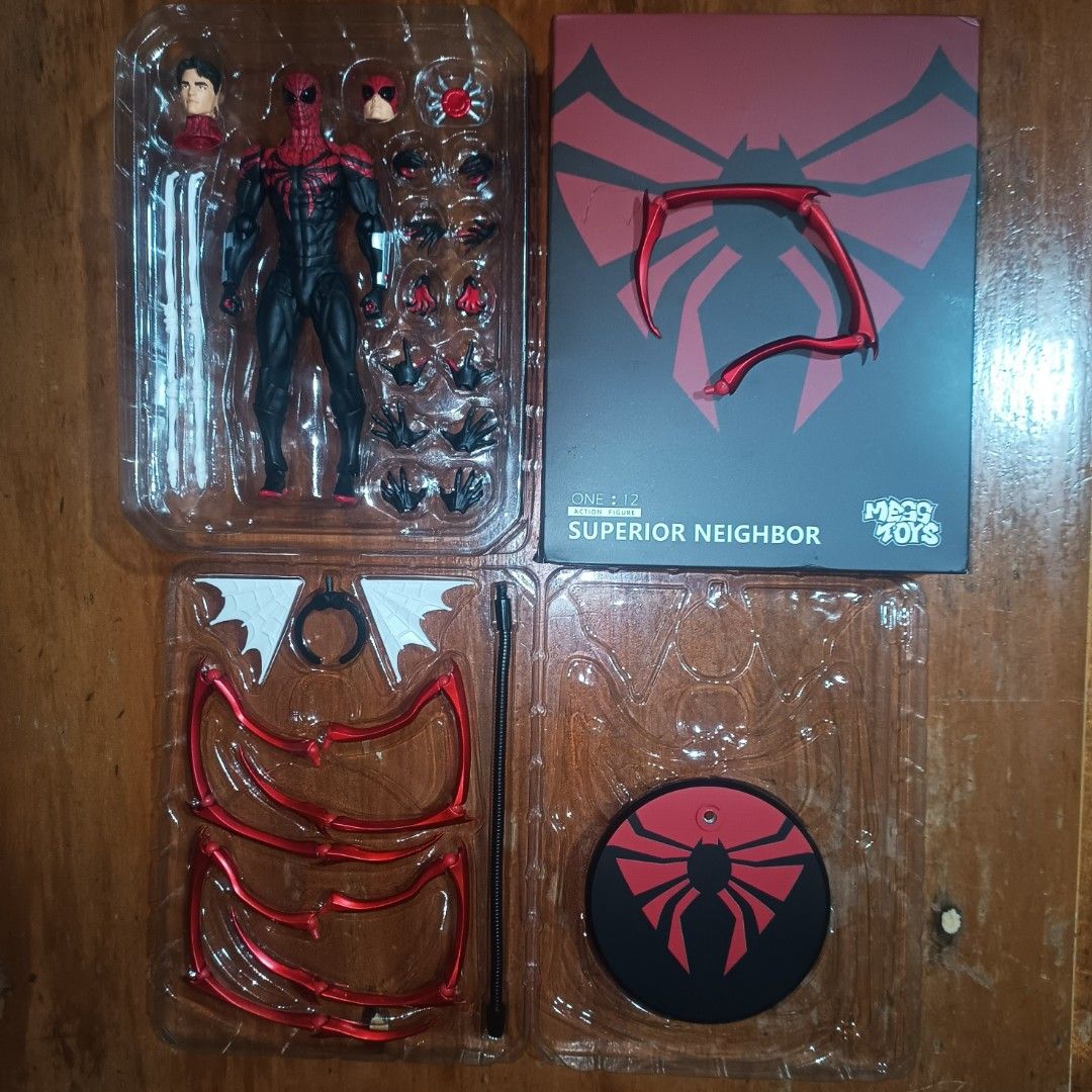 Mess toys superior spiderman (Category: Figurines & Statues) located in Davao. Submitted by jadebrian140596 (Listing ID 1467517716, Image 1). Description: FS Authentic Messtoys Superior neighbor(2nd photo for reference) BIB condition P2,000 Issues None sa mismong figure and mga alt hands Only issue is ung isang waldos(limbs/legs) niya is pinalitan ko with bootleg kasi nasira ung isang original na waldos niya, isa lang naman then willing to give a