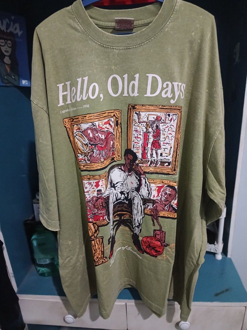 Michael Jordan Graphic Tee (Category: Tshirts & Polo Shirts ) located in General Santos City (Dadiangas). Submitted by sejix (Listing ID 1467600276, Image 1). Description: - Brand: Old Days Clothing Co. - Style: Vintage wash t-shirt in green - Size: XXL (Brand new with tag attached at collar) - Front Graphic: Michael Jordan collage with ', Old Days Legendary Edition 1998' text - Back Graphic: Framed Jordan Chicago Bulls print with 'The Best There