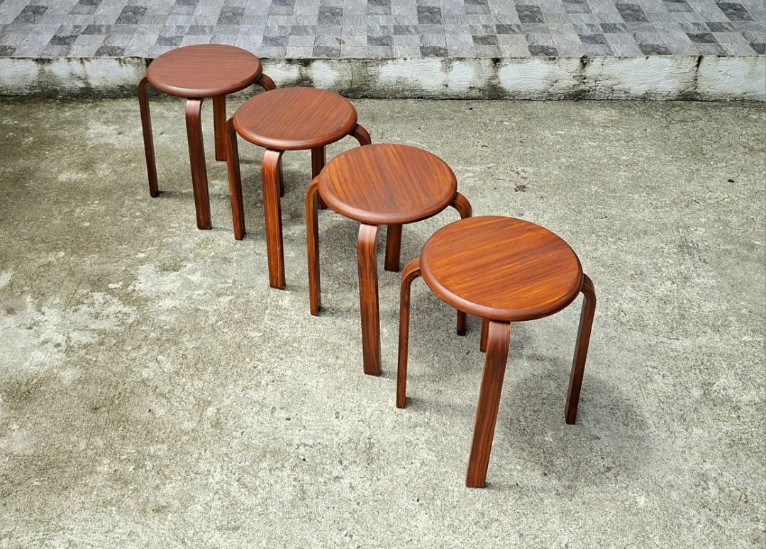 Midcentury bentwood stackable stool (Category: Chairs) located in Mabalacat. Submitted by thenewcraf32843 (Listing ID 1467386702, Image 3). Description: Midcentury bentwood stackable stool In great condition. 12pcs available, made in Japan by Fuji trading co. Dimensions: Diameter 13 x Height 17.5 inches Price: 1.5k each We do shipping via lalamove / victory liner drop & go. Dm to inquire.