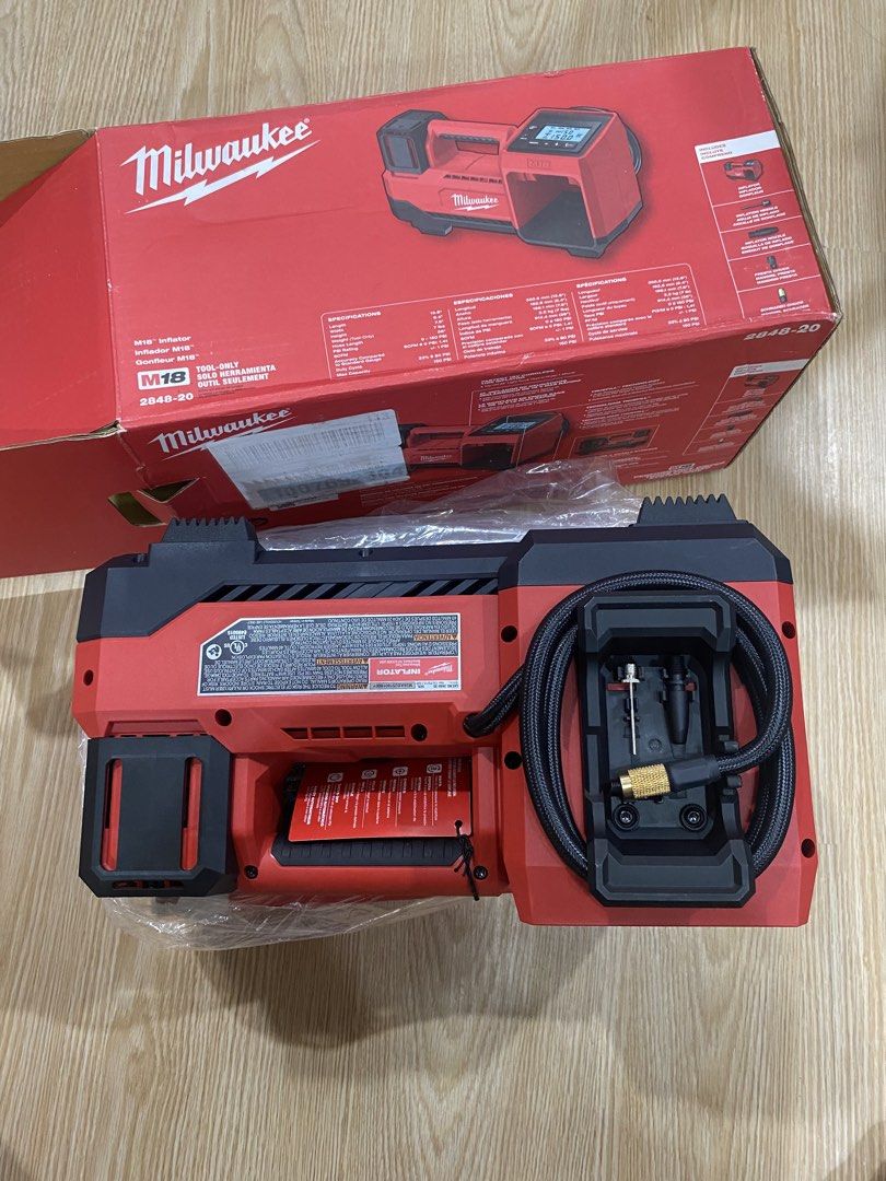 MILWAUKEE M18 INFLATOR + BATTERY KIT (Category: Home Improvement Tools & Accessories) located in Guagua. Submitted by thriftni10 (Listing ID 1467537161, Image 2). Description: FOR SALE: MILWAUKEE M18 INFLATOR + XC5.0 BATTERY KIT 💨 Milwaukee M18 Inflator — Model 2848-20 * Cordless tire inflator * Digital pressure display * Up to 150 PSI * Automatic shut-off at preset pressure 🔋 Milwaukee M18 REDLITHIUM XC5.0 Starter Kit * 2 × 5.0Ah batteries * 1