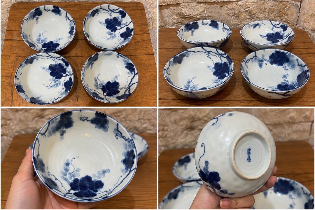 Mino ware indigo-dyed grape-pattern small bowls 2.5x5 (Category: Dinnerware & Cutlery) located in San Fernando. Submitted by japansurpluselyu (Listing ID 1467490194, Image 1). Description: .