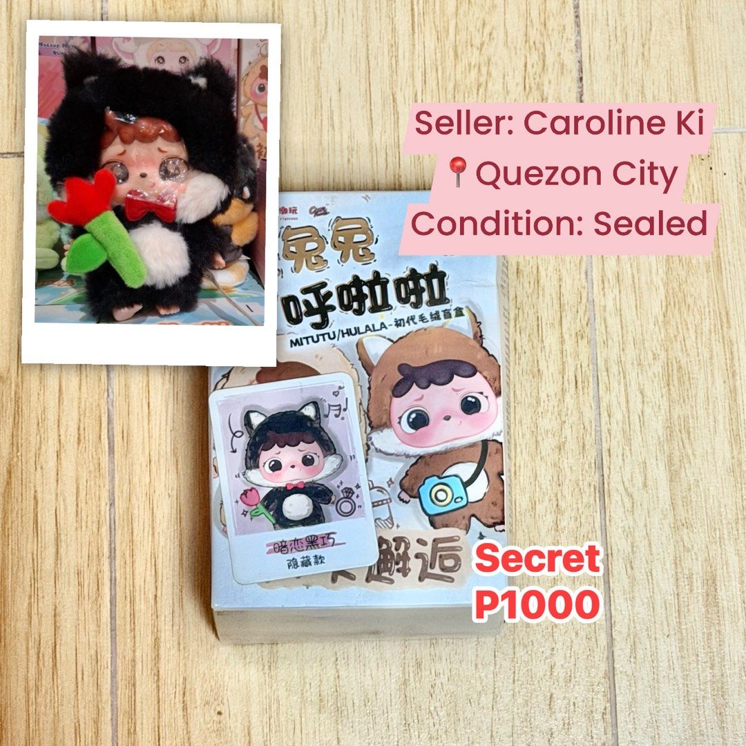 Mitutu x Hulala Secret Blind Box (Category: Plushies & Soft Toys) located in Quezon City. Submitted by eskyanolvia (Listing ID 1467555120, Image 1). Description: .