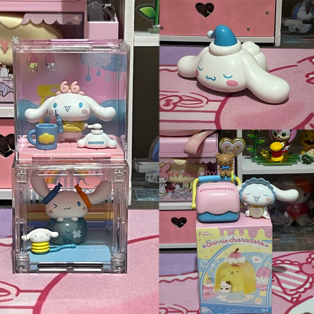 Assorted Cinnamoroll Blind Box Figures (Category: Designer & Blind Box Toys) located in Paranaque City. Submitted by robinluvr (Listing ID 1467302080, Image 1). Description: LFB/WTS Cinnamoroll blind box figures for ₱300 each! Take all price is ₱1,100. Some items will be delivered disassembled. See images for details. - all displayed in glass cabinet - moetch and miniso brands - loose items, except for miniso blind box - one acrylic side of the “