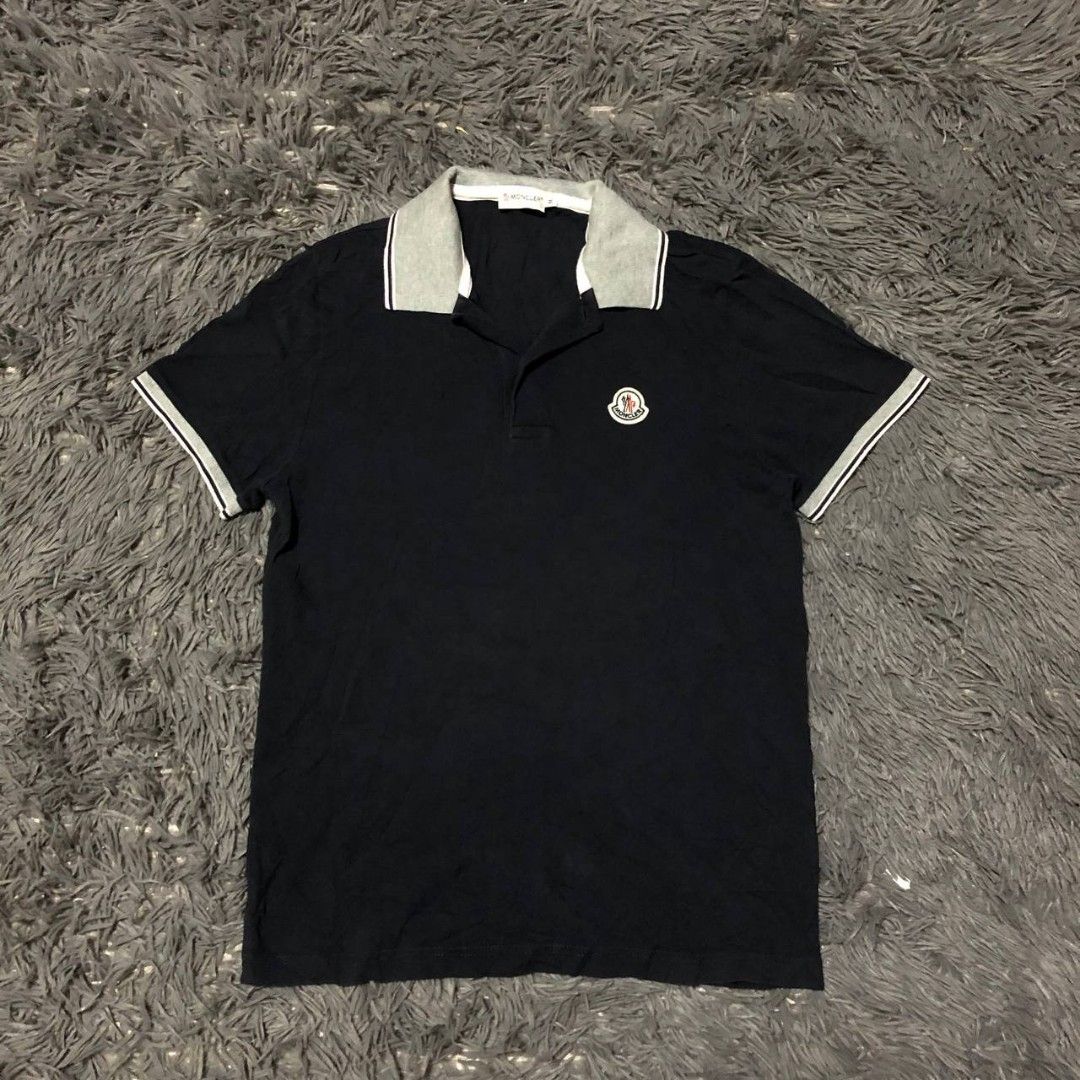 Moncler Polo Shirt (Category: Tshirts & Polo Shirts ) located in Camiling. Submitted by thriftscape2024 (Listing ID 1467500442, Image 1). Description: Excellent Condition Color rate: 9/10 Issue: 1 pinhole Dimes: W18xL27.