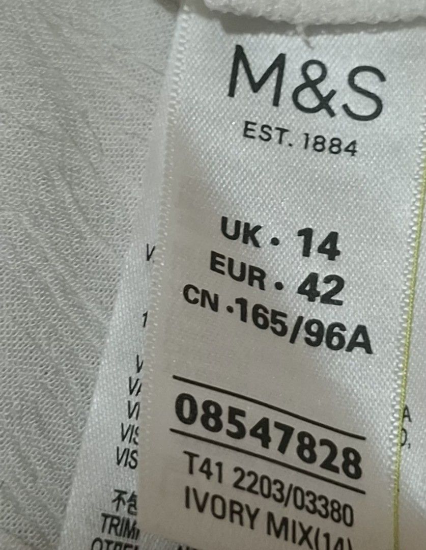 Marks & Spencer Embroidered Boho Blouse (White/Teal) - Great Condition (Category: Blouses) located in Quezon City. Submitted by MP_Declutters (Listing ID 1467433729, Image 3). Description: Description: ✨ M&S Collection Boho-Chic Blouse ✨ Brand: Marks & Spencer (M&S Collection) Color: White base with beautiful teal/mint green geometric embroidery Style: V-neckline with intricate embroidery along the shoulders, empire waist stitching, and breezy fl
