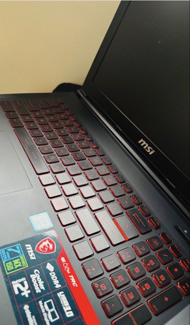 MSI Gaming Laptop (Category: Laptops & Notebooks) located in Taytay. Submitted by itskarenfrancisco (Listing ID 1467549495, Image 3). Description: GOOD CONDITION - Test to sawa :) Fully Tested - Camera - Keyboard - USB Ports - Trackpad - WiFi - Bluetooth Details (scroll through the pictures) - Brand: MSI Gaming Laptop - Condition: Good working condition - Processor: Intel Core i5 - Graphics: NVIDIA GeForce MX150 - Keyboard: Red backlit with full 