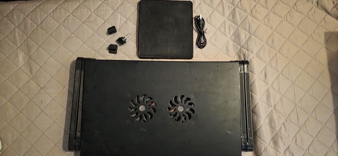 Multifunctional Laptop Table (Category: Tables & Sets) located in Tanauan. Submitted by jcang5 (Listing ID 1467424735, Image 1). Description: -with working fan and mouse pad -needs screws for mouse pad.