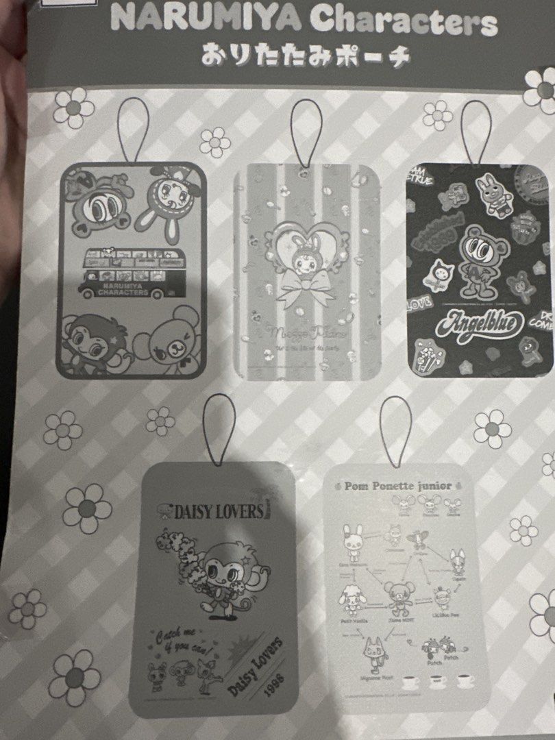 Narumiya Characters Foldable Pouch (Category: Purses & Pouches) located in Manila. Submitted by lunalux09 (Listing ID 1467370464, Image 1). Description: - Brand: Daisy Lovers by Narumiya Characters (1998 Vintage Collection) - Design: Pink pouch with front graphic print of a monkey and pastel cloud balloons - Interior: Two elasticated slip pockets and one zippered mesh compartment - Features: Attached yellow string loop for convenient hanging - Co