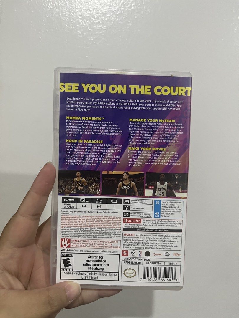NBA 2K24 Kobe Bryant Edition Nintendo Switch Game (Category: Nintendo) located in Cainta. Submitted by emisshopping (Listing ID 1467492067, Image 2). Description: - Title: NBA 2K24 Kobe Bryant Edition - Platform: Nintendo Switch (Physical Cartridge) - Region: USA - Inclusions: Original game case and cartridge - RFS: Didn't play after buying.