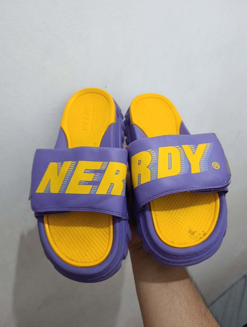 Nerdy slides (Category: Slippers & Slides) located in Mandaluyong City. Submitted by kasoysoythrift28 (Listing ID 1467501906, Image 1). Description: us8 mens.