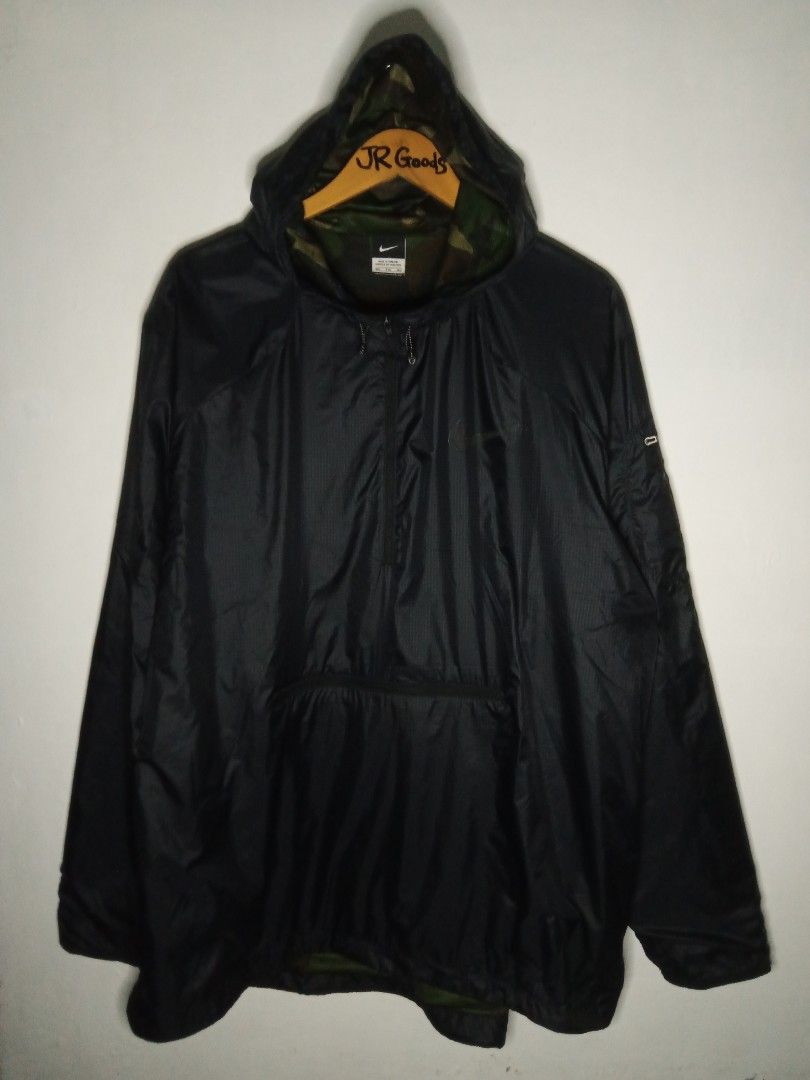 Nike Camo Hooded Anorak Jacket Black (Category: Coats, Jackets and Outerwear) located in Tanay. Submitted by jrgoods (Listing ID 1467459119, Image 2). Description: Nlke windbreaker (camou inner) Xxl Dimes: 27/31 excellent to new condition 780+ship Tanay Rizal location Shipping Nationwide - Details: Half-zip closure, adjustable drawstrings, and printed Nike swoosh on the chest - Special Features: Camouflage lining inside the hood and spacious kang