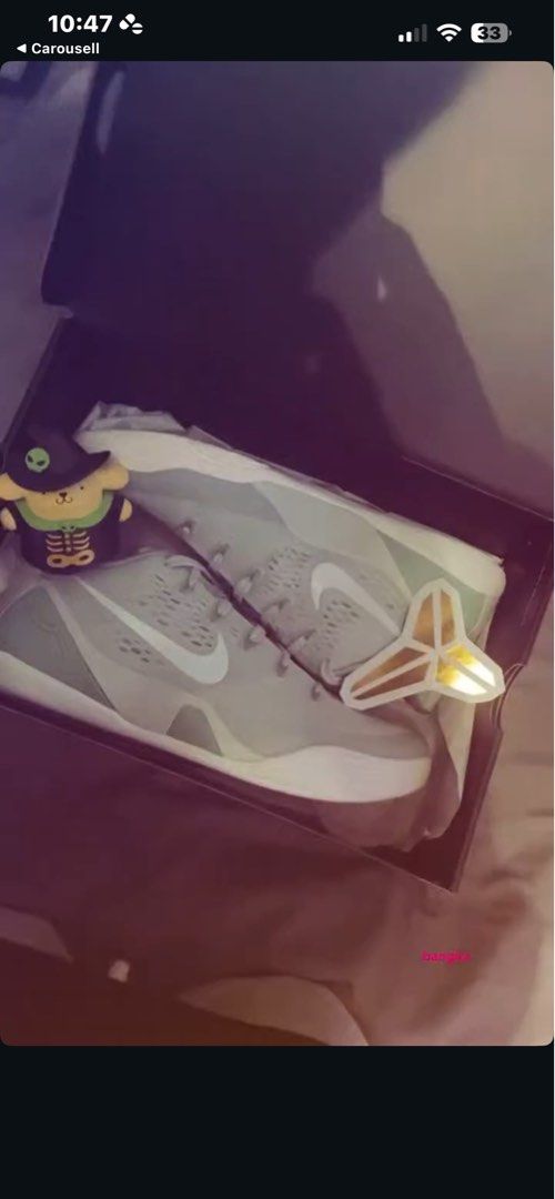 Nike Kobe 9 Steam (Category: Sneakers) located in Manila. Submitted by kodi06 (Listing ID 1467379298, Image 2). Description: - Model: Nike Kobe 9 Steam - Size: 12 US - Colorway: Mint green and grey with white swoosh - Details: Classic Kobe signature on heel counter - Condition: Clean, great traction and support - Inclusions: Original box and authentication tag from fourcshoes - Can do swap!!.