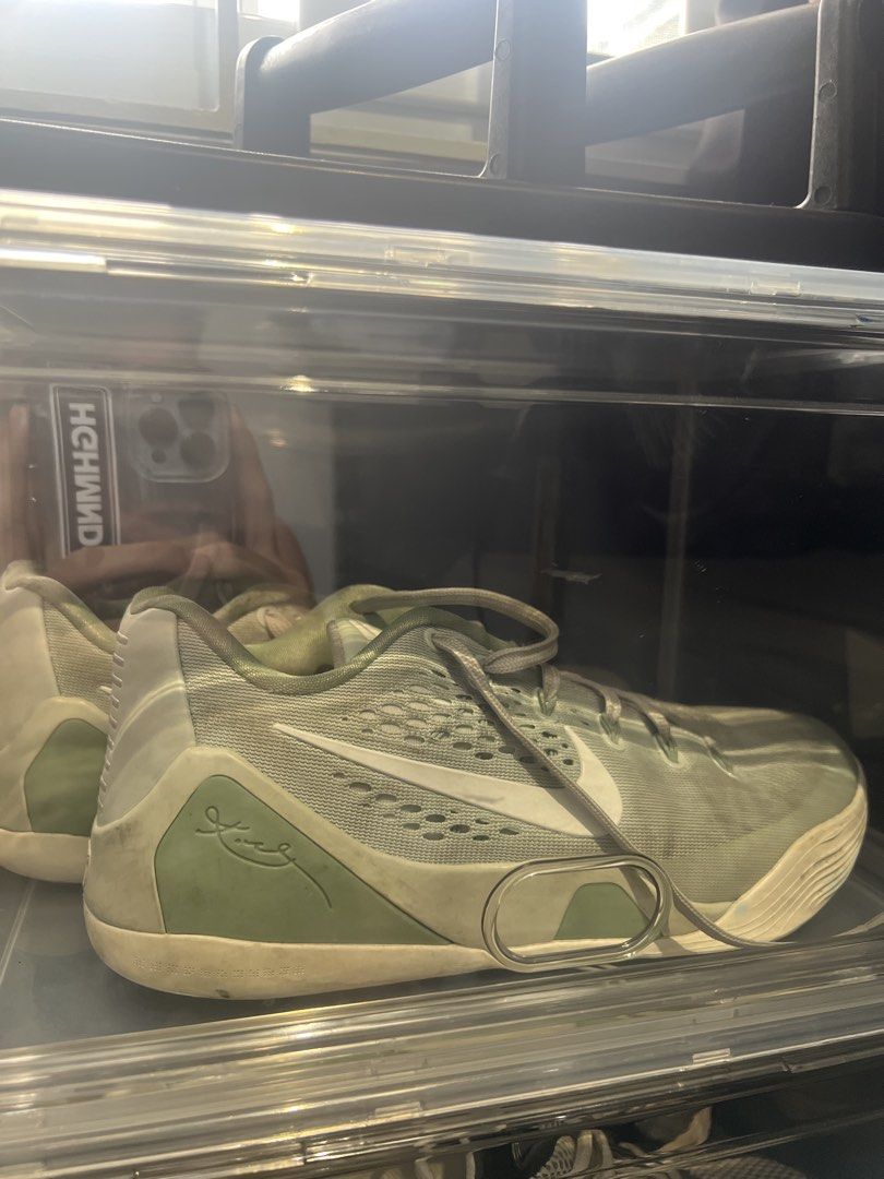 Nike Kobe 9 Steam (Category: Sneakers) located in Manila. Submitted by kodi06 (Listing ID 1467379298, Image 1). Description: - Model: Nike Kobe 9 Steam - Size: 12 US - Colorway: Mint green and grey with white swoosh - Details: Classic Kobe signature on heel counter - Condition: Clean, great traction and support - Inclusions: Original box and authentication tag from fourcshoes - Can do swap!!.