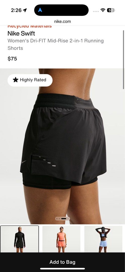 Nike swift running shorts (Category: Activewear) located in Manila. Submitted by v2024 (Listing ID 1467416012, Image 3). Description: Small.