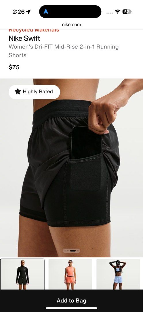 Nike swift running shorts (Category: Activewear) located in Manila. Submitted by v2024 (Listing ID 1467416012, Image 2). Description: Small.
