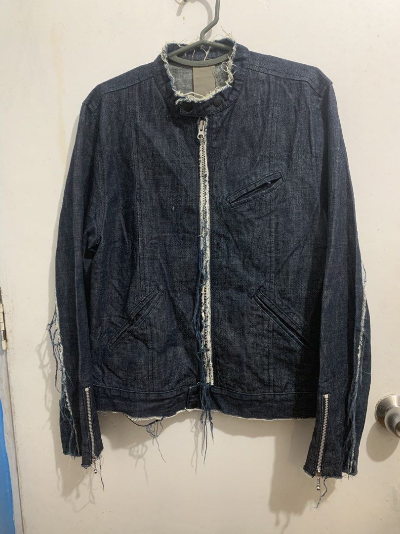 NO ID BUT NOT ALONE RAW DENIM JACKET (Category: Coats, Jackets and Outerwear) located in Mandaluyong City. Submitted by vintizyteeshop (Listing ID 1467170506, Image 3). Description: NO ID BUT NOT ALONE RAW EDGE DENIM JACKET MADE IN JAPAN DIMES: W19 L24 HEARING OFFERS DM LANG PO.