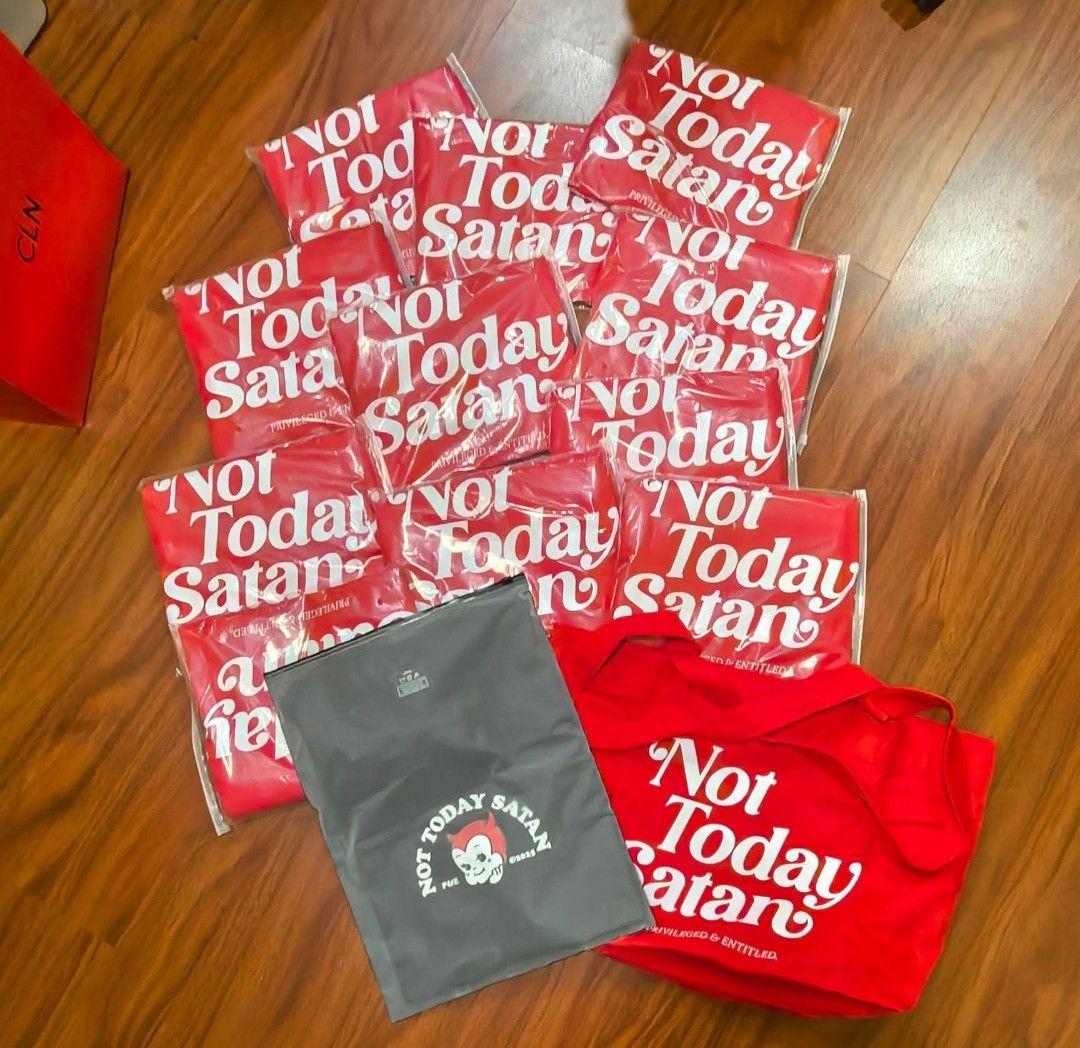 NOT TODAY SATAN BAG (Category: Tote Bags) located in Quezon City. Submitted by happy.cutie888 (Listing ID 1467384241, Image 3). Description: PASABUY ITEM ARE NOW AVAILABLE #NOTTODAYSATANBAG #TOTEBAG.