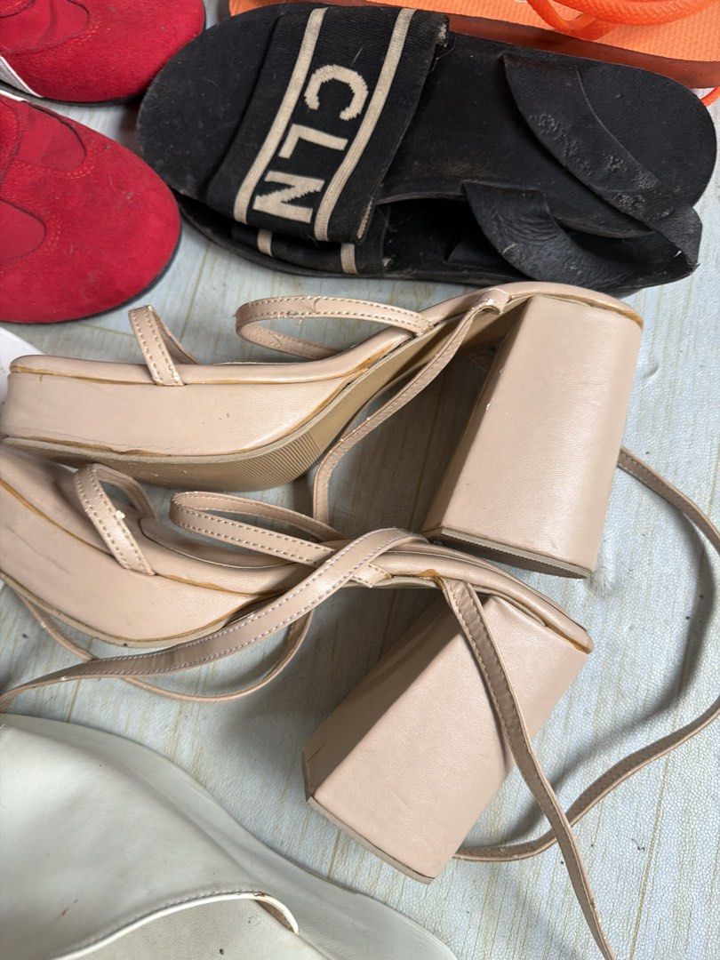 Nude Platform Heeled Sandals with Straps (Category: Heels) located in Santa Rosa. Submitted by ninjalei (Listing ID 1467452385, Image 1). Description: - Style: Nude platform heels with open toe design and light platform sole - Heel: Comfortable chunky block heel - Details: Chic wraparound ankle straps - Versatility: Neutral color matches tons of outfits - Condition: Some visible wear along edges and straps from previous use.