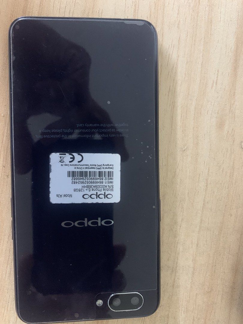 Oppo A3s (Category: OPPO) located in Manila. Submitted by mysticfox-97fd2d (Listing ID 1467433327, Image 2). Description: one full charge 1hr & 30mins to 2hrs continuous use No other issue.