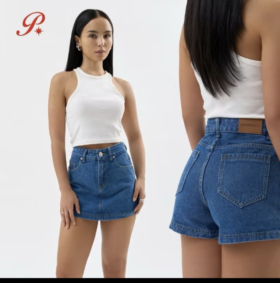 Paradoxical Denim Mini Skort Dark (Category: Skirts) located in Cainta. Submitted by itsbeyoungkuh (Listing ID 1467506624, Image 2). Description: - Brand: Paradoxical - Item: Denim Mini Skort - Color/Wash: Dark Wash - Size: Large - Condition: Worn twice, lightly used - Measurements (per size chart): Waist 30" | Hips 40.5" | Length 13" - RFS: DI NA KASYAAAA.