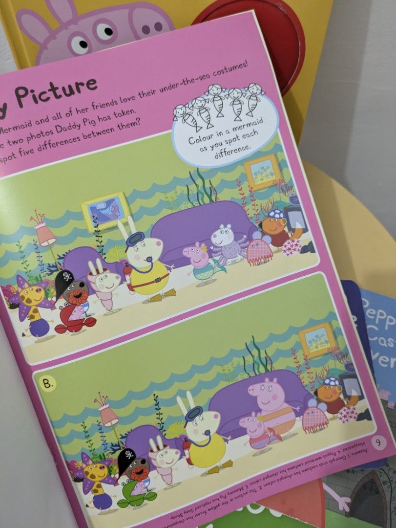 Peppa Pig Interactive Storybooks and Activity Books (Category: Children's Books) located in Cavite. Submitted by lorefcalzado (Listing ID 1467499555, Image 3). Description: Assorted Peppa Pig Books 🦄 Birthday Surprises - P150 (Big board book, touch and feel, interactive lift the flaps, complete flaps, creases on the flaps and back cover) 🦄 Mermaids, Unicorns, and Dragons Sticker Activity Book - P60 (More than 10 activities, answered one activit