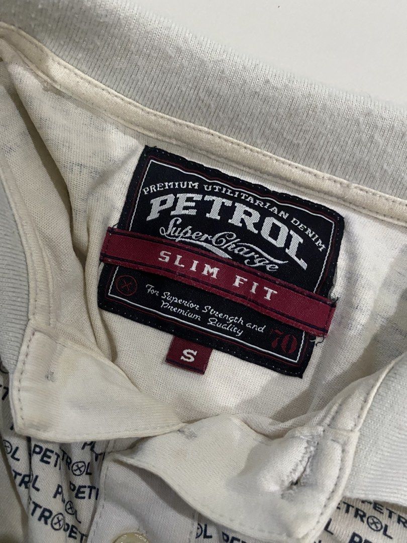 Petrol Industries Slim Fit Polo (Category: Tshirts & Polo Shirts ) located in Cebu City. Submitted by shredder365 (Listing ID 1467384909, Image 3). Description: Petrol Industries Slim Fit Polo Price: ₱450 Size: See tag / Slim Fit Color: Off-White / Cream Brand: Petrol Industries Selling my original Petrol Industries polo shirt, bought from the mall. Clean automotive/racing-inspired design with an all-over Petrol print and embroidered/patch detail