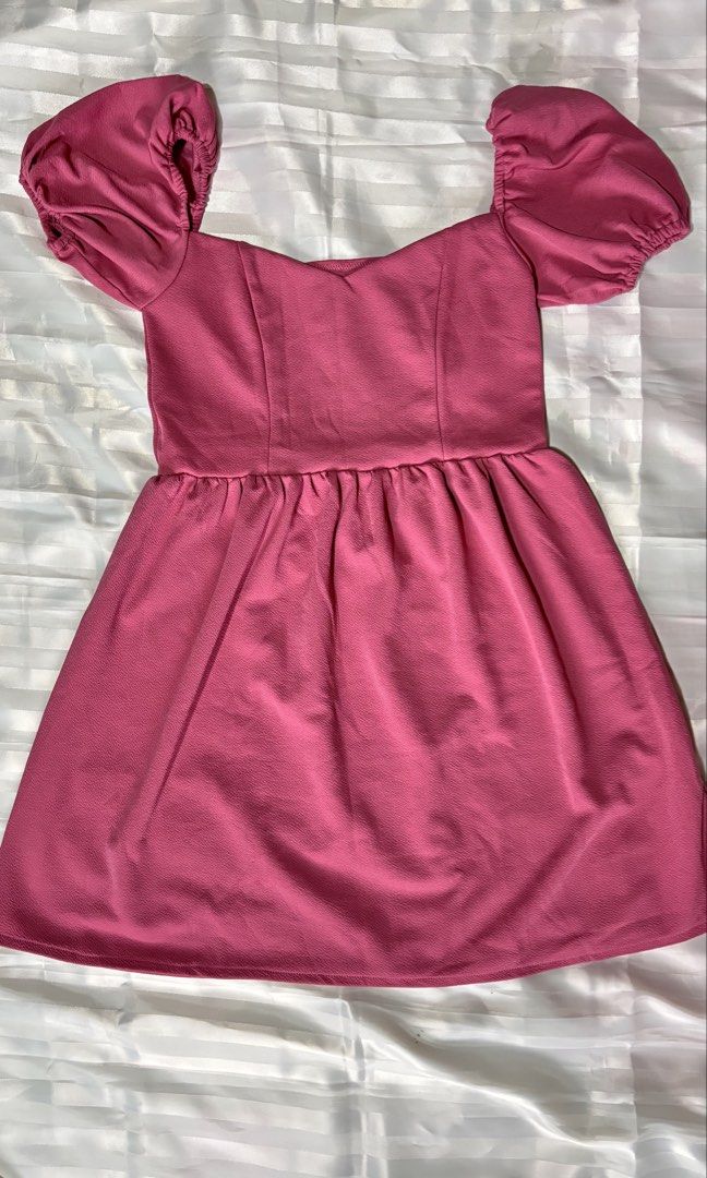 Pink Puff Sleeve Mini Dress (Category: Dresses) located in Manila. Submitted by meowraze (Listing ID 1467371233, Image 1). Description: Color: Bright pink.