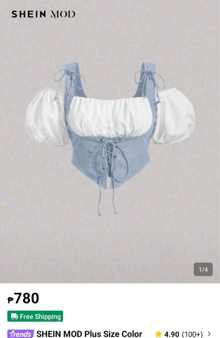 Plus Size Blue Corset Blouse (Category: Blouses) located in Manila. Submitted by elililyxx (Listing ID 1467560322, Image 1). Description: Worn once for a kpop concert 2xl on size Negotiable if madami bibilhin na items original price is 765.