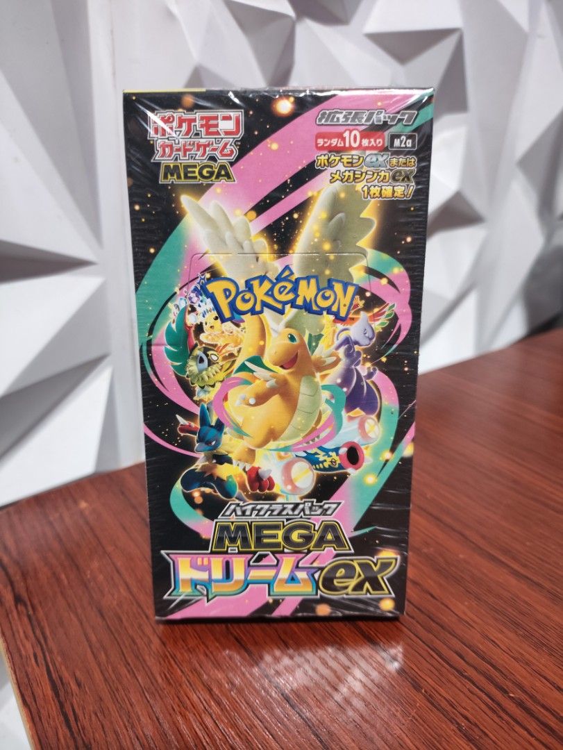Pokémon Mega Dream ex Booster Pack Japanese (Category: Card Packs) located in Mandaluyong City. Submitted by ljhay029 (Listing ID 1467374801, Image 1). Description: Factory sealed Pokémon Trading Card Game booster box from the Mega Dream ex expansion. This Japanese release features high-class pack branding and includes a guaranteed Pokémon ex or Mega Pokémon ex card in every pack. The box is in pristine, unopened condition, perfect for collectors