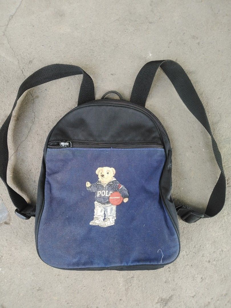 Polo sport (Category: Backpacks) located in General Santos City (Dadiangas). Submitted by evolveorrepeat (Listing ID 1467422790, Image 1). Description: Vtg polo sport teddy bear backpack With sign of usage /issue Zipper working Color rate 9/10 Details posted Dm to purchase!.