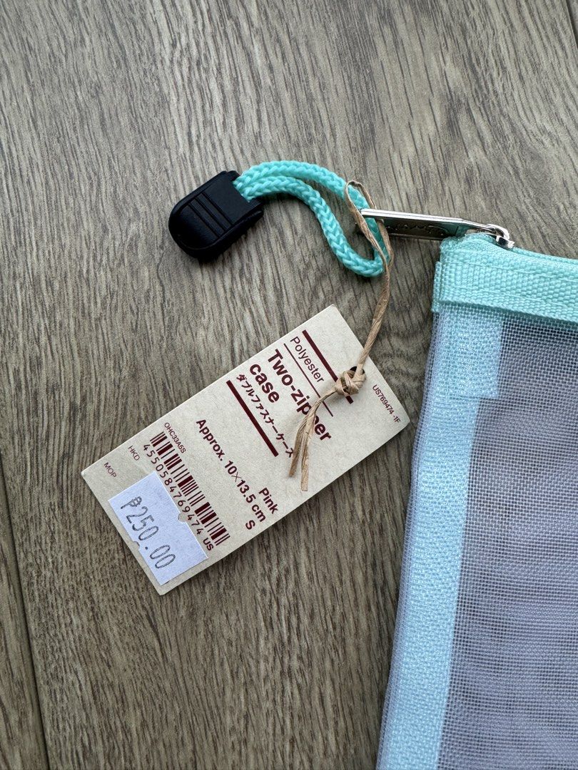 Polyester Two-Zipper Case Mesh Pouch Small Pink (Category: Purses & Pouches) located in Davao. Submitted by Tineeee. (Listing ID 1467372018, Image 2). Description: - Item: Two-zipper mesh case - Color: Pink with stylish teal trim - Size: S (Approx. 10 x 13.5 cm) - Material: Light and see-through polyester mesh - Condition: Brand new with original tag (Orig. 250 PHP) - Best for: Organizing small stationery, makeup, or bag essentials.