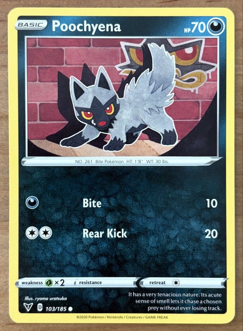 Poochyena | Pokemon Cards ~ Vivid Voltage (Category: Raw Singles) located in Makati City. Submitted by cardlab (Listing ID 1467365672, Image 1). Description: Items are 💯 authentic/original/legit. About The Card: •Language: EN • Number: 103/185 • Common • Normal FOR: • Cards ₱99 and below with Card Sleeves • Cards ₱100 and up with Card Sleeves and Used Toploader • ₱10 for Bnew Tops Packaging (If Shipping): ✔️ Plastic cover ✔️ Cardboard ✔️ Bubble 