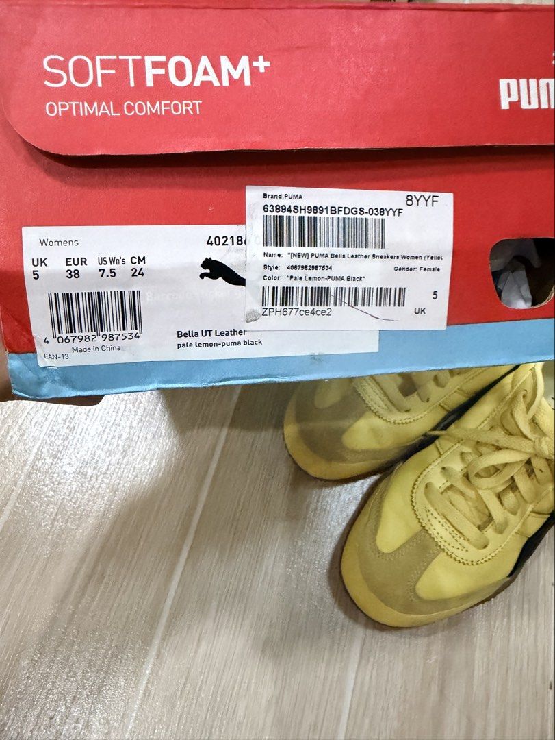 PUMA Bella UT Leather (Category: Sneakers) located in Manila. Submitted by aemax.cgtrading (Listing ID 1467519342, Image 2). Description: Pale Lemon , Black Size US 7.5.