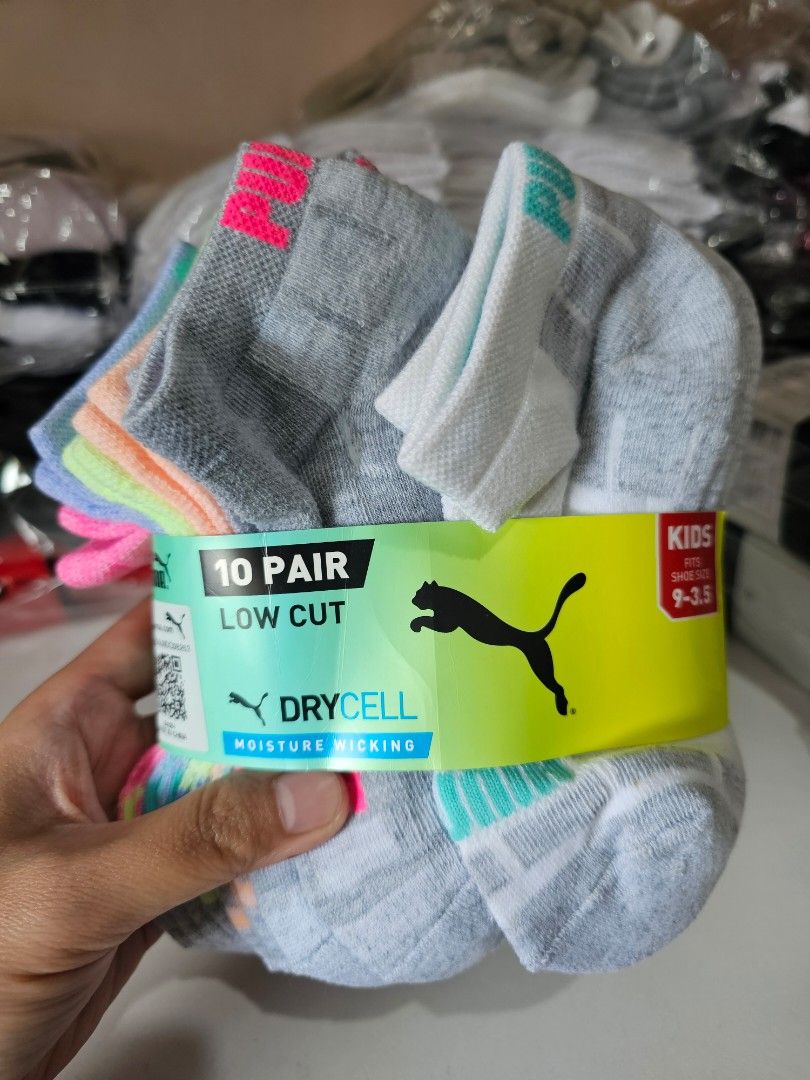PUMA Kids Low Cut Socks - 10 pairs (Category: Babies & Kids Fashion) located in Quezon City. Submitted by senyoramaria2 (Listing ID 1467378682, Image 2). Description: PUMA Low Cut Socks US Kids 9 - 3.5 10 pairs #USpasabuy.