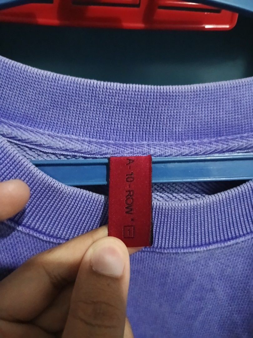 Purple Sweatshirt A-10-Row (Category: Coats, Jackets and Outerwear) located in General Santos City (Dadiangas). Submitted by sejix (Listing ID 1467600455, Image 2). Description: - Brand: Attentionrow (2017-2018 "4:44" concept) - Color: Purple with a cool heavy wash look - Material: Thick, premium cotton for a cozy, relaxed fit - Details: Ribbed collar, cuffs, and hem; red inner collar tag with text branding - Back Design: Large white patch featur